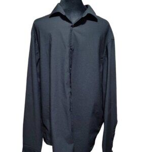 Calvin Klein Black Long Sleeve Dress Shirt Oeko Tex Extra Large Slim Fit